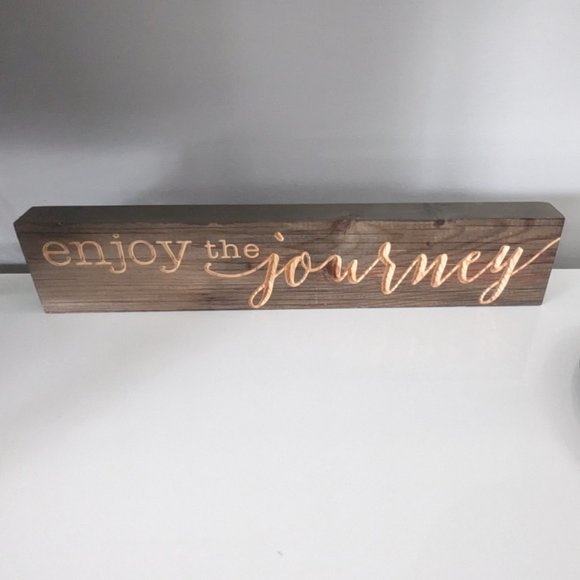 "Enjoy the Journey" Engraved Solid Wood Block Sign 17" Positive Life Quote - Picture 7 of 13